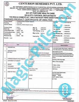 Сертификат на Fildena Extra Power