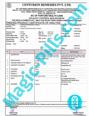 Сертификат на Fildena Professional