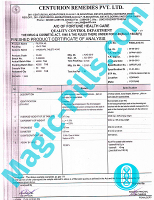 Сертификат на Filitra 40