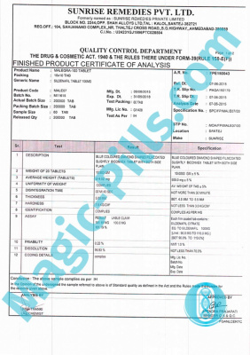 Сертификат на Malegra 100