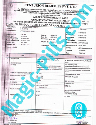 Сертификат на Tadalista 20