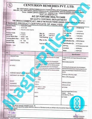 Сертификат на Tadalista 40