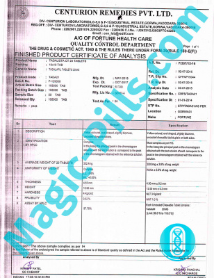 Сертификат на Tadalista CT